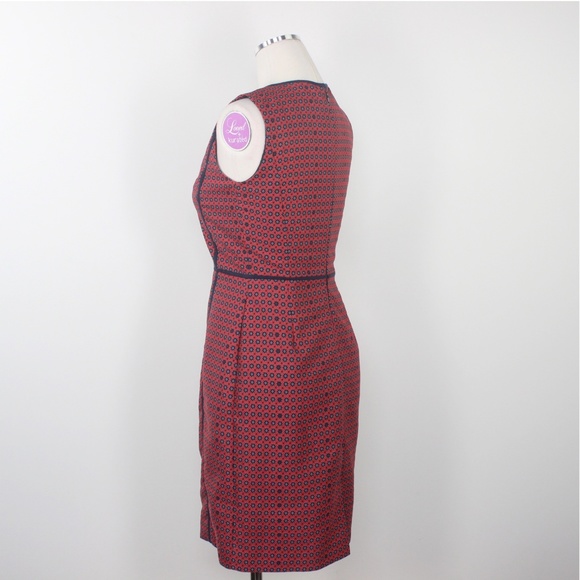 J.Crew Dress Red Paneled Sheath Piping Blue Knee 0 - Picture 5 of 8
